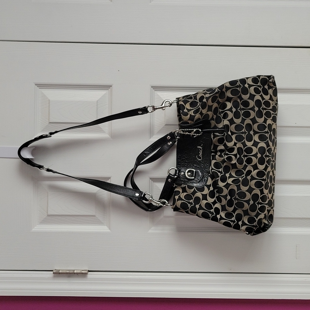 Coach Handbag Black & Taupe Classic C Design